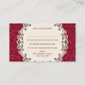 Rote Glitzer-Haar-Stylist-Verabredungs-Karten Terminkarte (Rückseite)