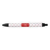 Rote Glitzer-Herzen mit Monogramm Kugelschreiber (Vorderseite)