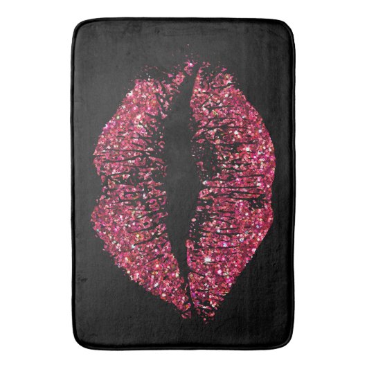 Rote Glitzer-Lippen #2 Badematte (Vorderseite Vertikal)