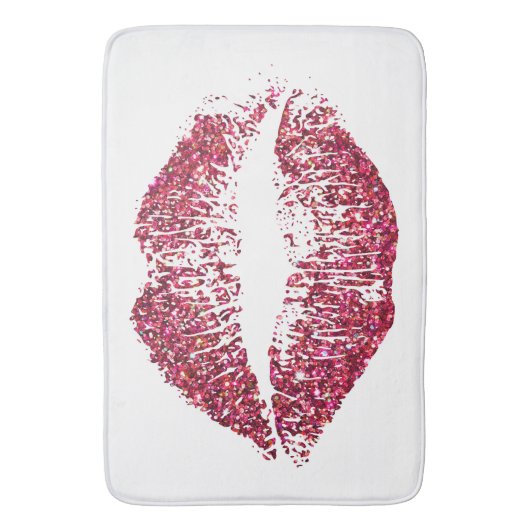 Rote Glitzer-Lippen Badematte (Vorderseite Vertikal)