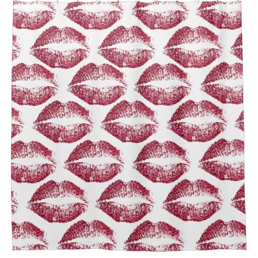 Rote Glitzer Lippen Duschvorhang (Vorderseite)