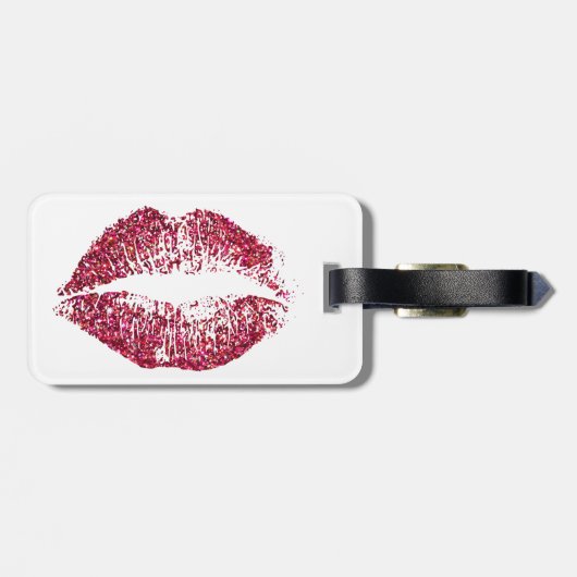 Rote Glitzer-Lippen Gepäckanhänger (Rückseite horizontal)