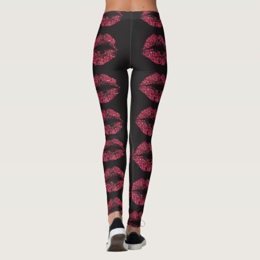 Rote Glitzer-Lippen Leggings (Rückseite)