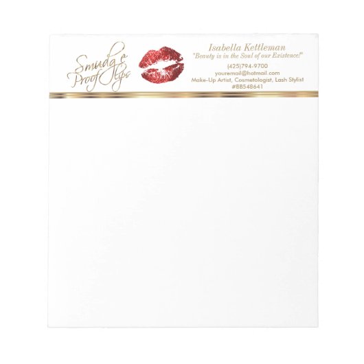 Rote Glitzer Lippen Notizblock (Vorderseite)