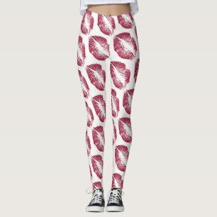 Rote Glitzer-Lippenmodernes Weiß Leggings