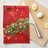 Rote Glitzer mit Bow und Weihnachtsschmuck Geschirrtuch (Viertel Falte)