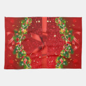 Rote Glitzer mit Bow und Weihnachtsschmuck Geschirrtuch (Horizontal)