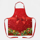 Rote Glitzer mit Bow und Weihnachtsschmuck Schürze (Vorderseite)