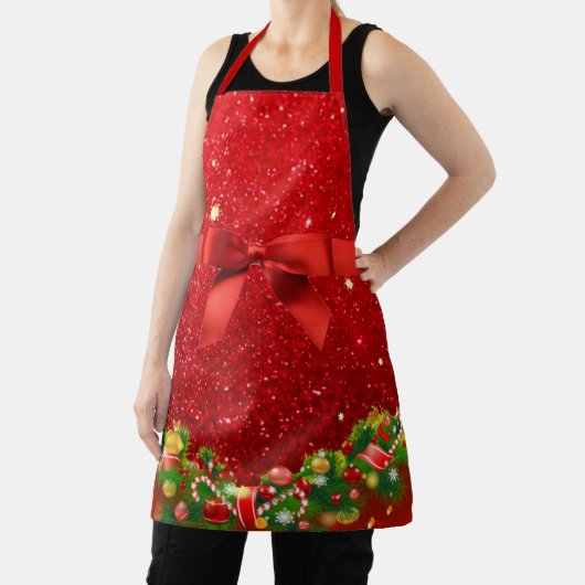 Rote Glitzer mit Bow und Weihnachtsschmuck Schürze (InSitu)