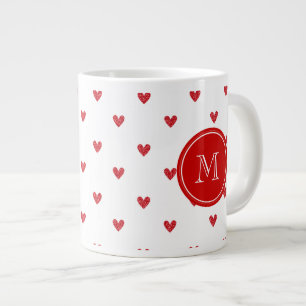 Rote Glitzer mit Monogramm Jumbo-Tasse