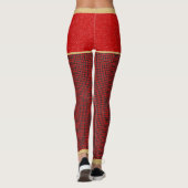 Rote Glitzer-Shorts, rotes Schwarzes Muster, Monog Leggings (Rückseite)
