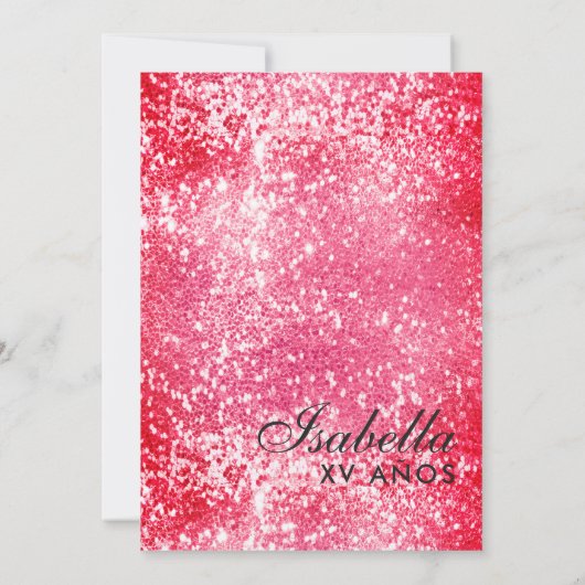 Rote Glitzer-Spielkarte | Las Vegas Quinceañera Einladung (Rückseite)