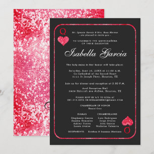 Rote Glitzer-Spielkarte   Las Vegas Quinceañera Einladung