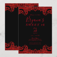 Rote Glitzer-Spitze Schwarz Sweet 16 Party