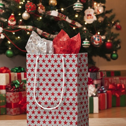 Rote Glitzer Sterne Mittelgeschenktüte Mittlere Geschenktüte