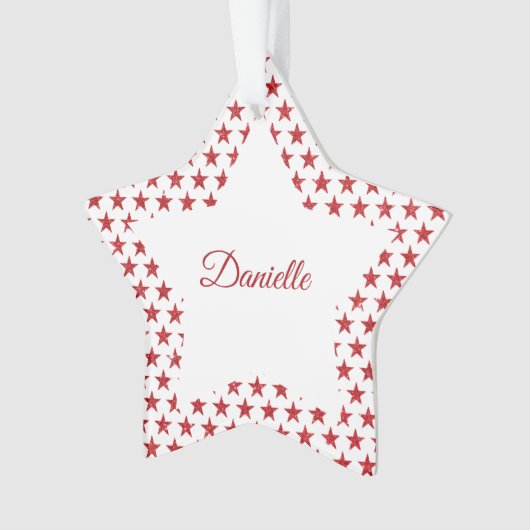 Rote Glitzer Sterne personalisierte Ornamente (Vorderseite)