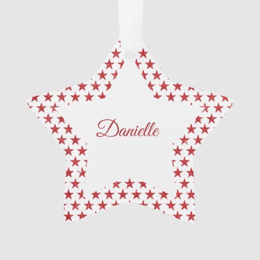 Rote Glitzer Sterne personalisierte Ornamente (Vorderseite)