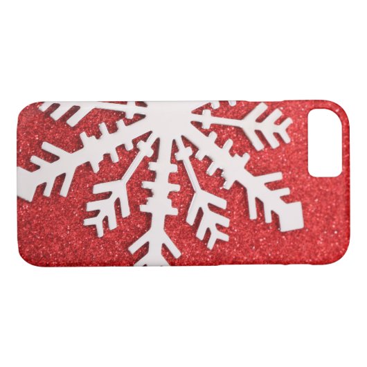 Rote Glitzer-WeihnachtsGlitzern-Schneeflocke Case-Mate iPhone Hülle (Rückseite (Horizontal))
