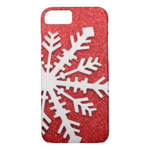 Rote Glitzer-WeihnachtsGlitzern-Schneeflocke Case-Mate iPhone Hülle