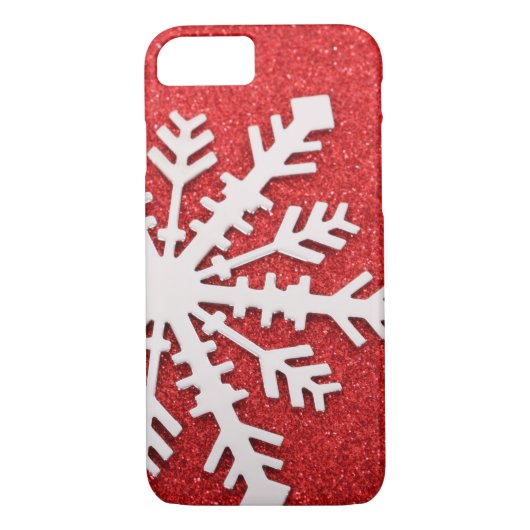 Rote Glitzer-WeihnachtsGlitzern-Schneeflocke Case-Mate iPhone Hülle (Rückseite)