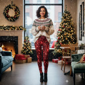 Rote Glitzer-Weihnachtsleggings Leggings