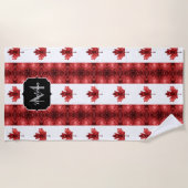 rote Glitzern der Flagge Kanadas Monogram Strandtuch (Vorderseite)