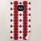 rote Glitzern der Flagge Kanadas Monogram Strandtuch (Vorderseite)