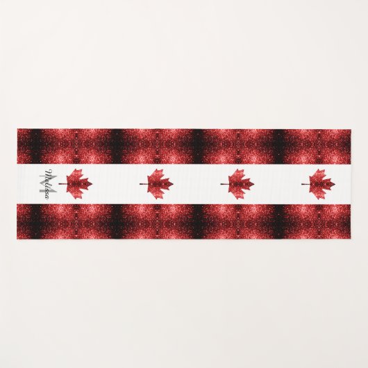 rote Glitzern der Flagge Kanadas Monogram Yogamatte (Vorderseite (Horizontal))