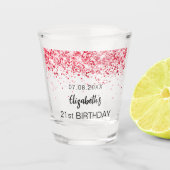 Rote Glitzern der Geburtstagspartei Schnapsglas (Vorderseite)