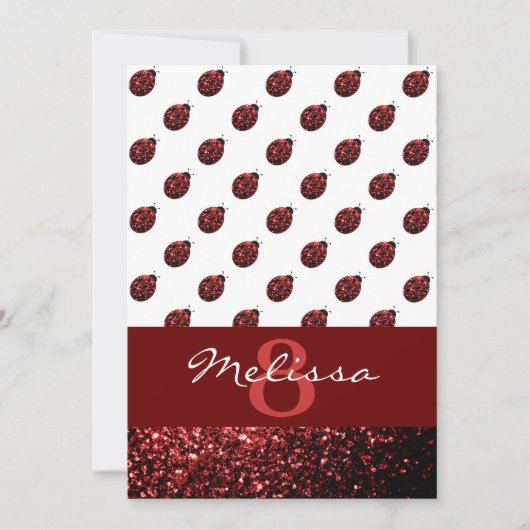 Rote Glitzern Ladybug Einladung zum Geburtstag (Vorderseite)