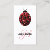 Rote Glitzern Ladybug QR-Code Monogram, benutzerde Visitenkarte (Rückseite)