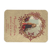 Rote Glitzern Schneeflocken Weihnachten Familie Fo Magnet (Horizontal)