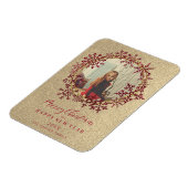 Rote Glitzern Schneeflocken Weihnachten Familie Fo Magnet (Linke Seite)