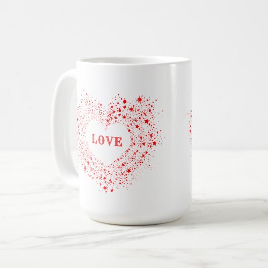 Rote Glitzern Valentine Herztext Liebe Kaffeetasse (Vorderseite Links)