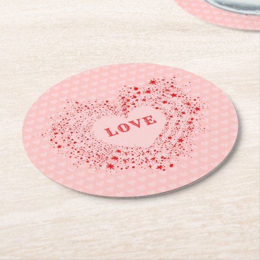 Rote Glitzern Valentine Herztext Liebe Runder Pappuntersetzer (Angewinkelt)