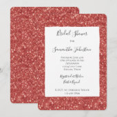 Rote glitzige Glitter-Sparkling-Brautparty Einladung (Vorne/Hinten)