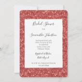 Rote glitzige Glitter-Sparkling-Brautparty Einladung (Vorderseite)