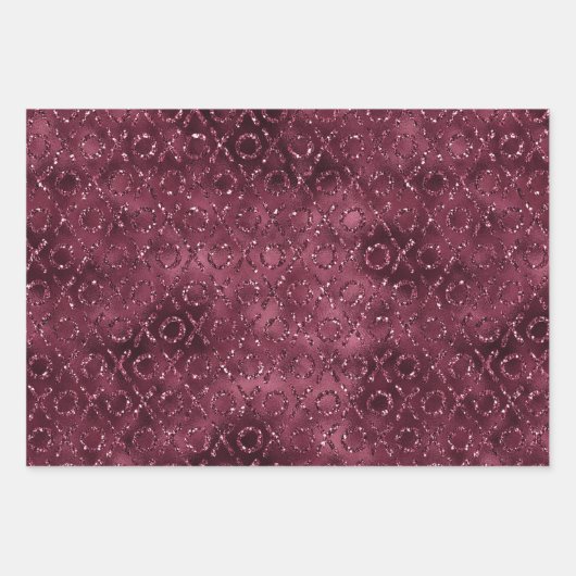 Rote Glitzy Glitzer Herz Geschenkpapier Set (Vorderseite 2)