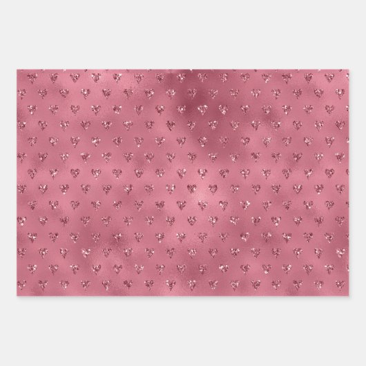 Rote Glitzy Glitzer Herz Geschenkpapier Set (Vorderseite)