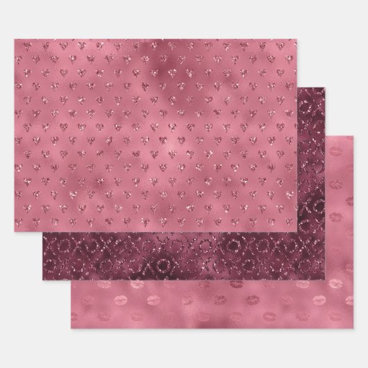 Rote Glitzy Glitzer Herz Geschenkpapier Set (Set)