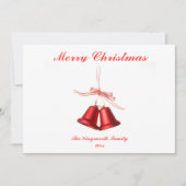 Rote Glocken mit Frohe Weihnachts-Text-Flachkarte (Vorderseite)