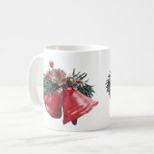 Rote Glocken & Pinecone Weihnachten Klassische Tas Kaffeetasse (Vorderseite Links)