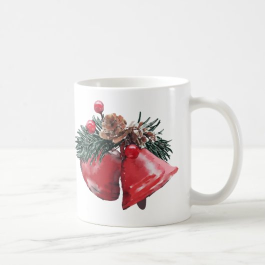 Rote Glocken & Pinecone Weihnachten Klassische Tas Kaffeetasse (Rechts)