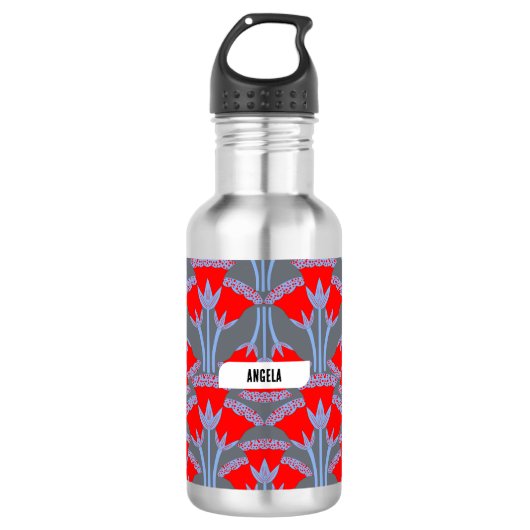 Rote Glockenblume Personalisierte Wasserflasche (Vorderseite)