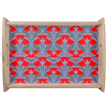 Rote Glockenblumen-Holzserviertablett