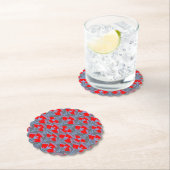 Rote Glockenblumen-Schellen-Runde Papier-Unterlage Untersetzer (Vor Ort)