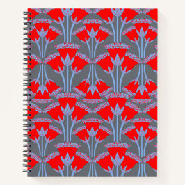 Rote Glockenblumen-Spiral-Notizbuch Notizblock