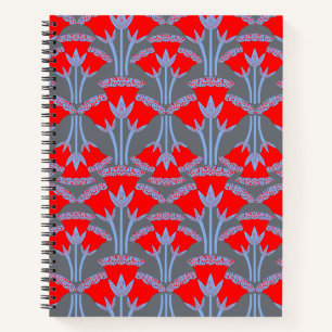 Rote Glockenblumen-Spiral-Notizbuch Notizblock