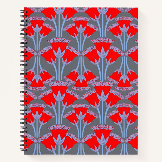 Rote Glockenblumen-Spiral-Notizbuch Notizblock (Vorderseite)