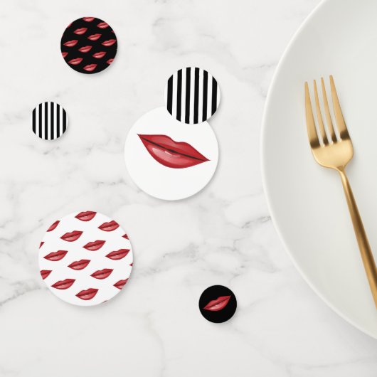 Rote Glossen Lippen Lipstick Kiss Beauty Party Konfetti (Gruppe)